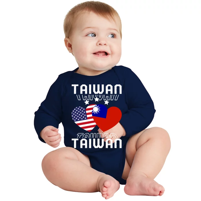 America And Taiwan Taiwanese American Flag Dual Nationality Cool Gift Baby Long Sleeve Bodysuit