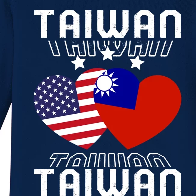 America And Taiwan Taiwanese American Flag Dual Nationality Cool Gift Baby Long Sleeve Bodysuit