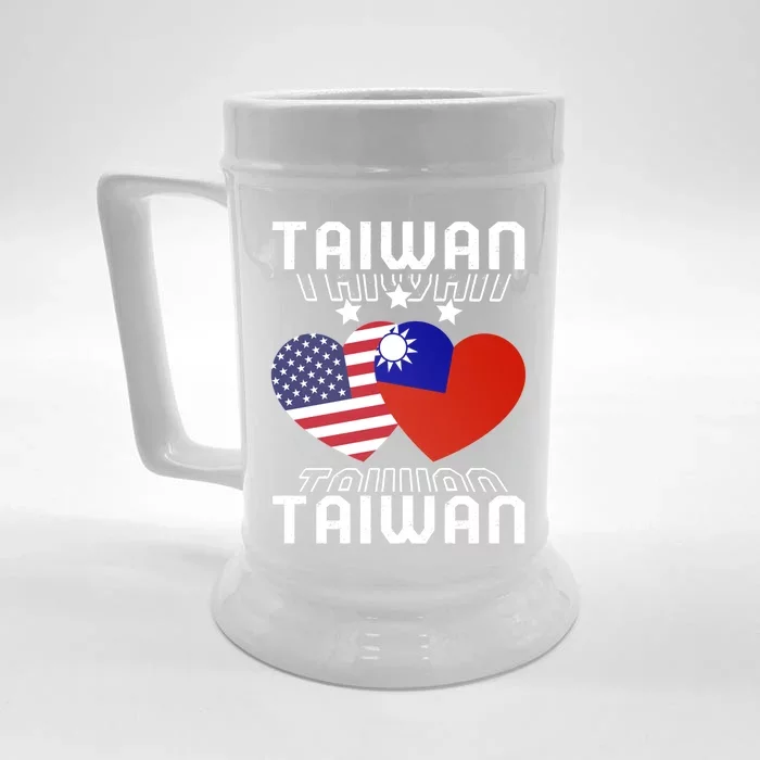 America And Taiwan Taiwanese American Flag Dual Nationality Cool Gift Front & Back Beer Stein