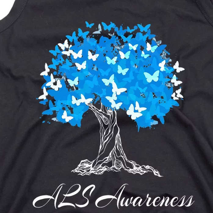 ALS Awareness Tree With Butterflies Support Tank Top