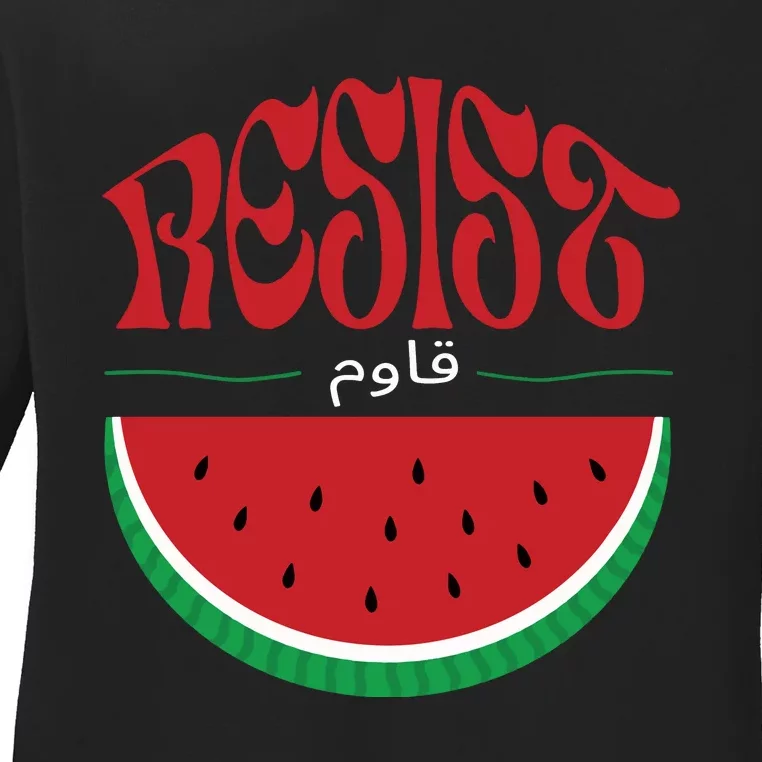 Abolition And The Liberation Of Palestine Watermelon Flag Ladies Long Sleeve Shirt