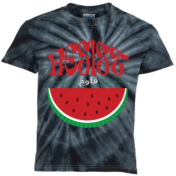 Abolition And The Liberation Of Palestine Watermelon Flag Kids Tie-Dye T-Shirt