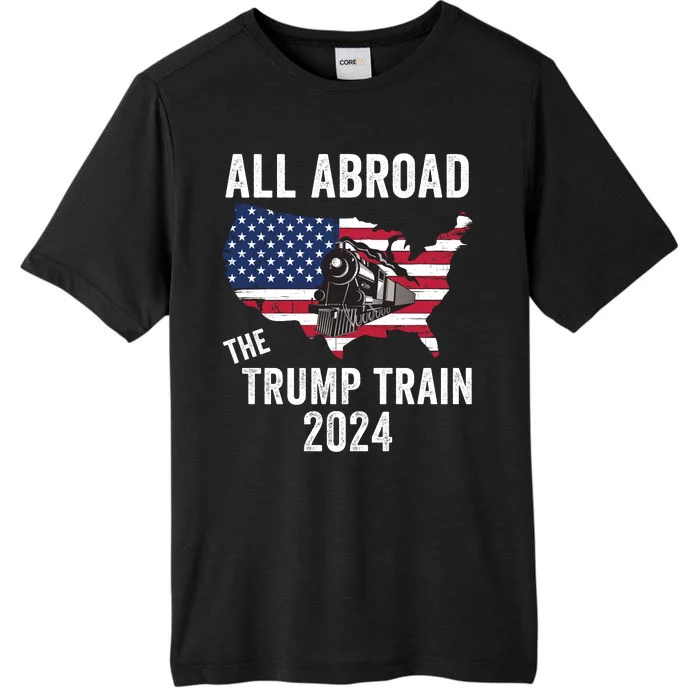 All Aboard The Trump Train 2024 Grudge Us States Us Flag And Train ChromaSoft Performance T-Shirt