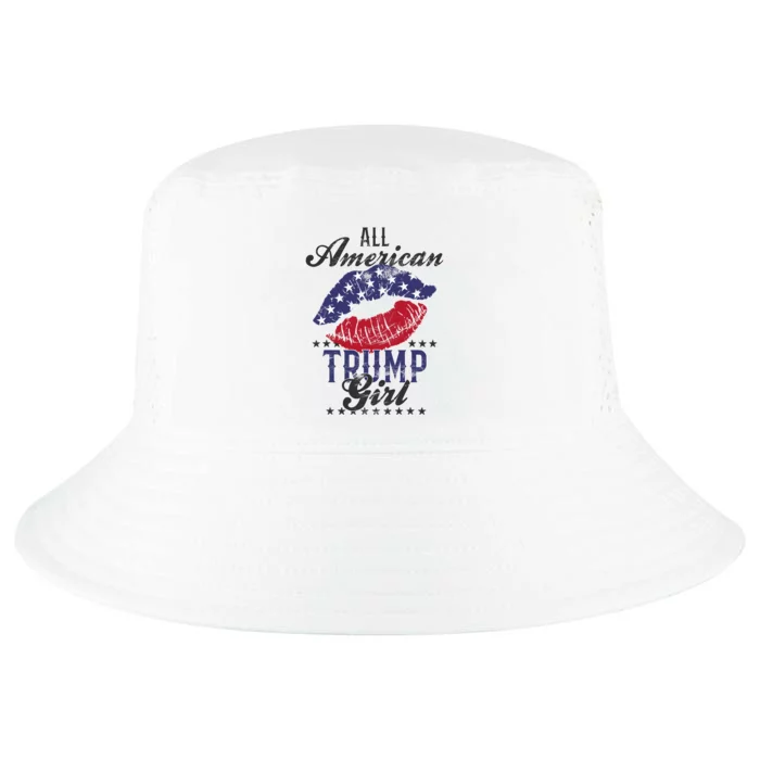 All American Trump Girl Usa Flag Lips Gop Vote 2024 Cool Comfort Performance Bucket Hat