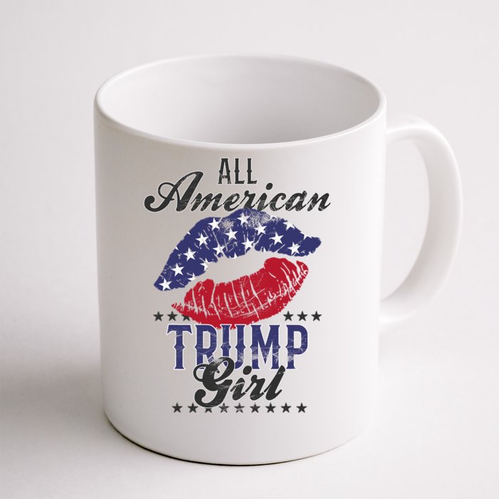 All American Trump Girl Usa Flag Lips Gop Vote 2024 Front & Back Coffee Mug