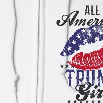 All American Trump Girl Usa Flag Lips Gop Vote 2024 Full Zip Hoodie