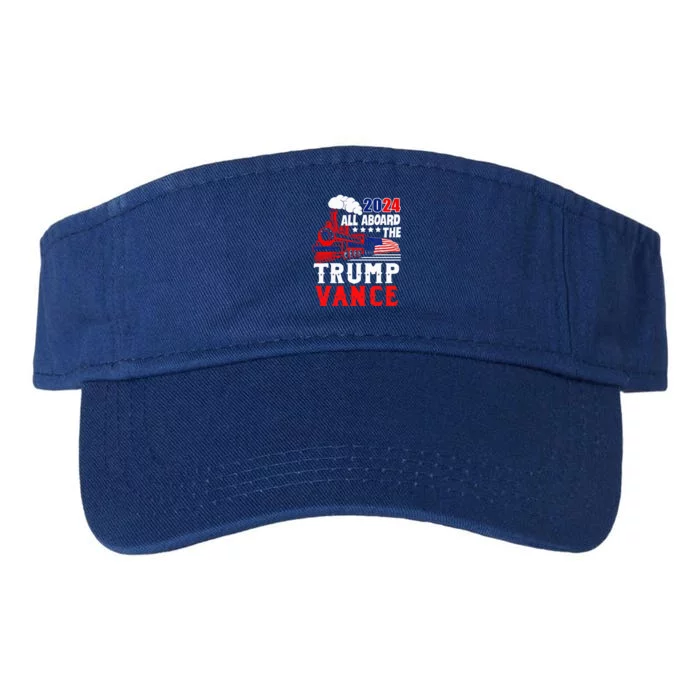 All Aboard The Trump Train 2024 Usa Flag Trump Vance 2024 Valucap Bio-Washed Visor