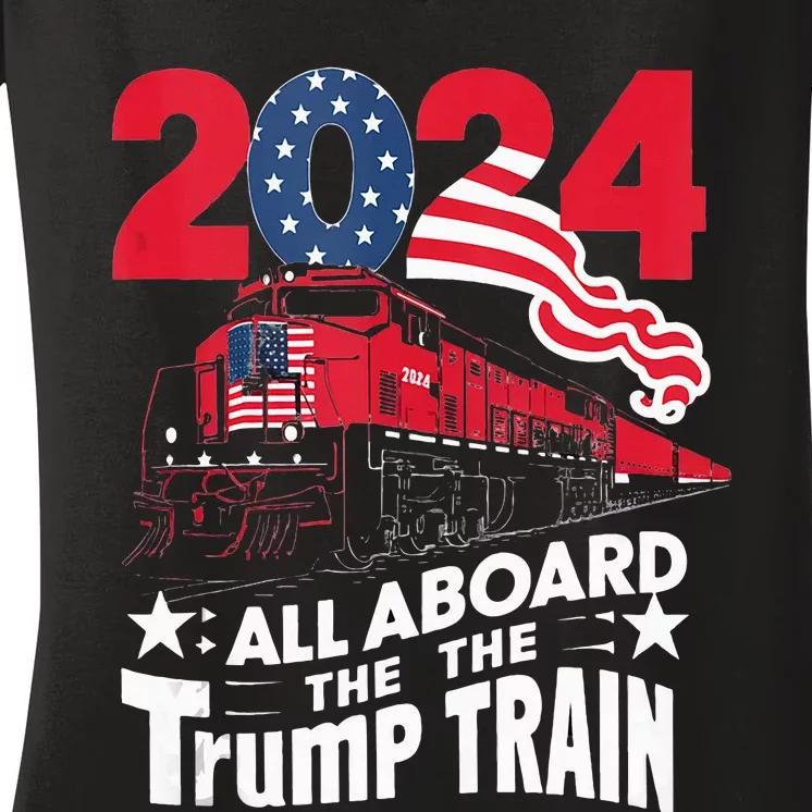 All Aboard The Trump Train Women's V-Neck T-Shirt