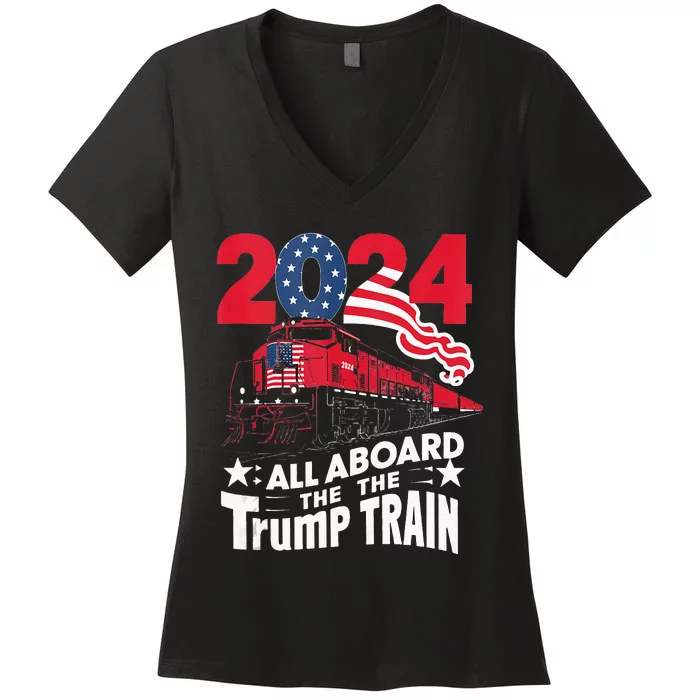 All Aboard The Trump Train Women's V-Neck T-Shirt