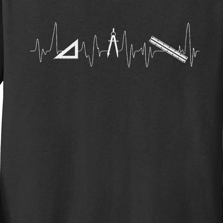 Architect Architecture Tool Heartbeat Pulse Kids Long Sleeve Shirt