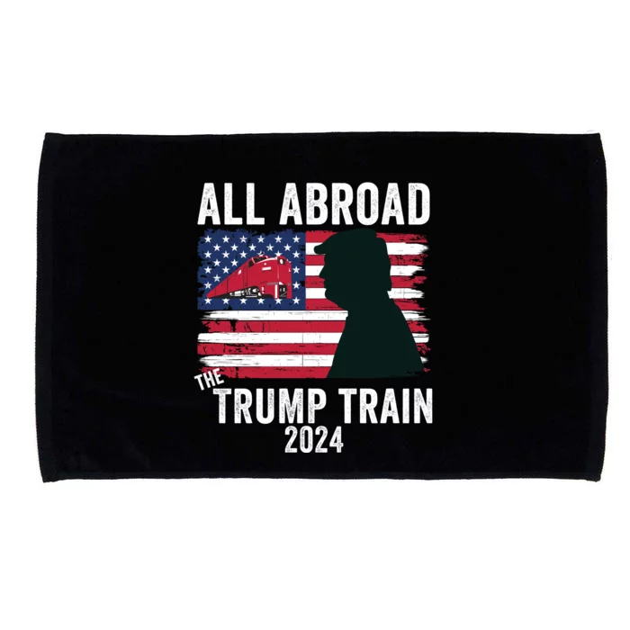 All Aboard The Trump Train 2024 With Grudge Usa Flag & Red Train Microfiber Hand Towel