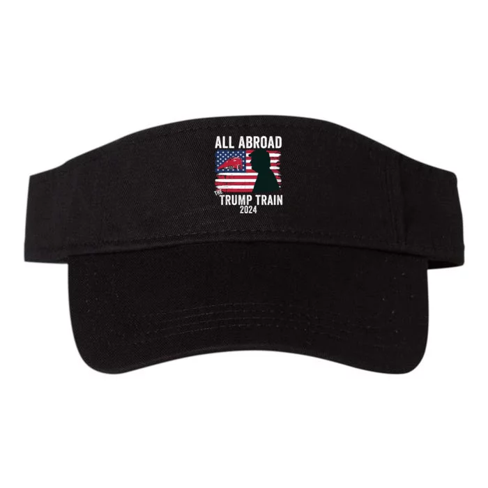 All Aboard The Trump Train 2024 With Grudge Usa Flag & Red Train Valucap Bio-Washed Visor