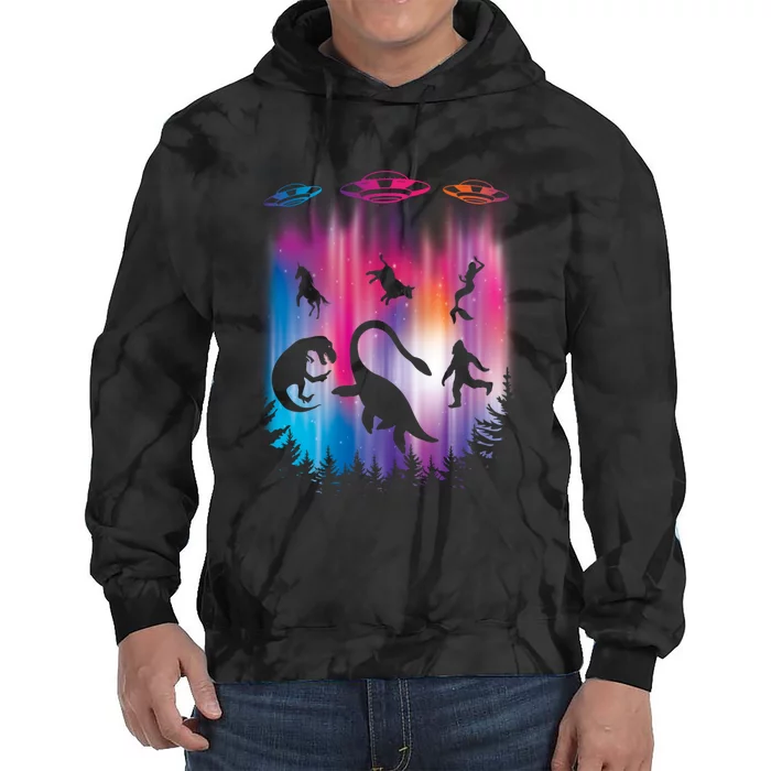 Alien Abduction Trex Loch Ness Bigfoot Funny Ufo Tie Dye Hoodie