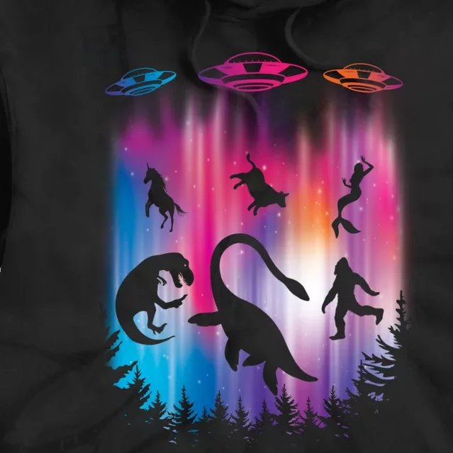 Alien Abduction Trex Loch Ness Bigfoot Funny Ufo Tie Dye Hoodie