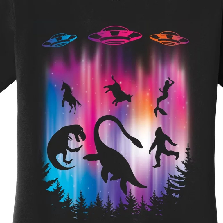 Alien Abduction Trex Loch Ness Bigfoot Funny Ufo Women's T-Shirt