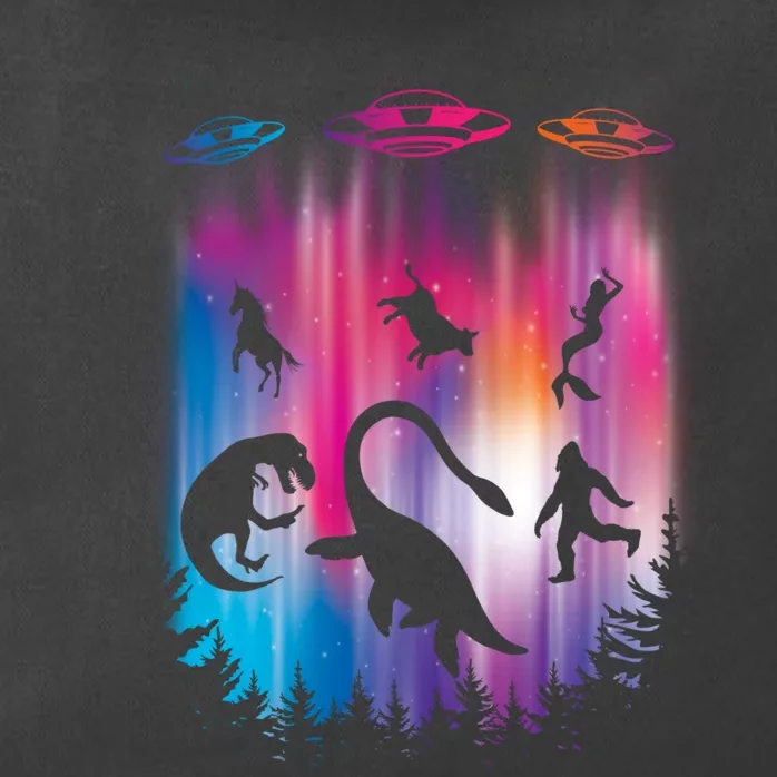 Alien Abduction Trex Loch Ness Bigfoot Funny Ufo Zip Tote Bag