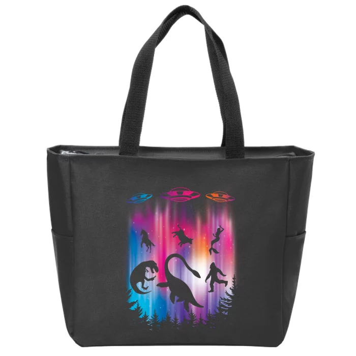 Alien Abduction Trex Loch Ness Bigfoot Funny Ufo Zip Tote Bag