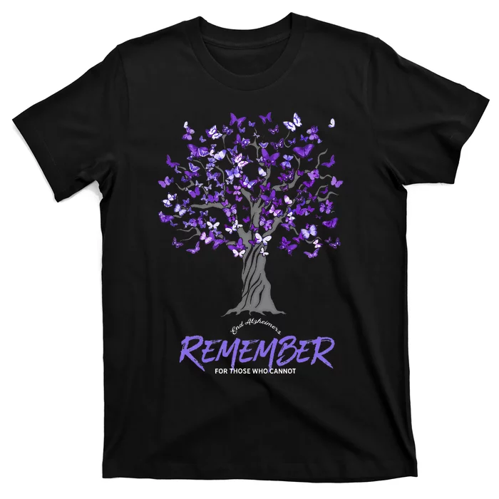 Alzheimer Awareness Tee For Men And Women Purple Butterfly T-Shirt