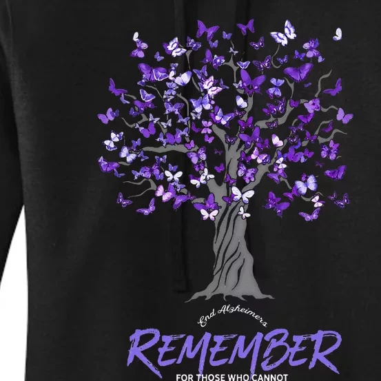 Alzheimer Awareness Tee For Men And Women Purple Butterfly Women's Pullover Hoodie