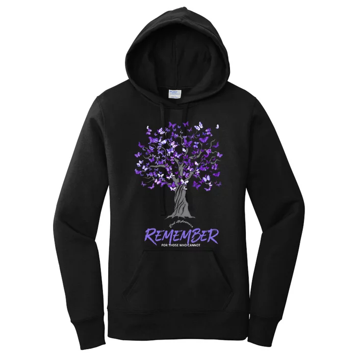 Alzheimer Awareness Tee For Men And Women Purple Butterfly Women's Pullover Hoodie