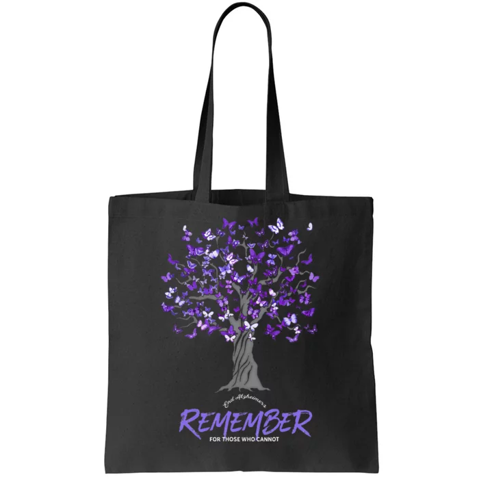 Alzheimer Awareness Tee For Men And Women Purple Butterfly Tote Bag