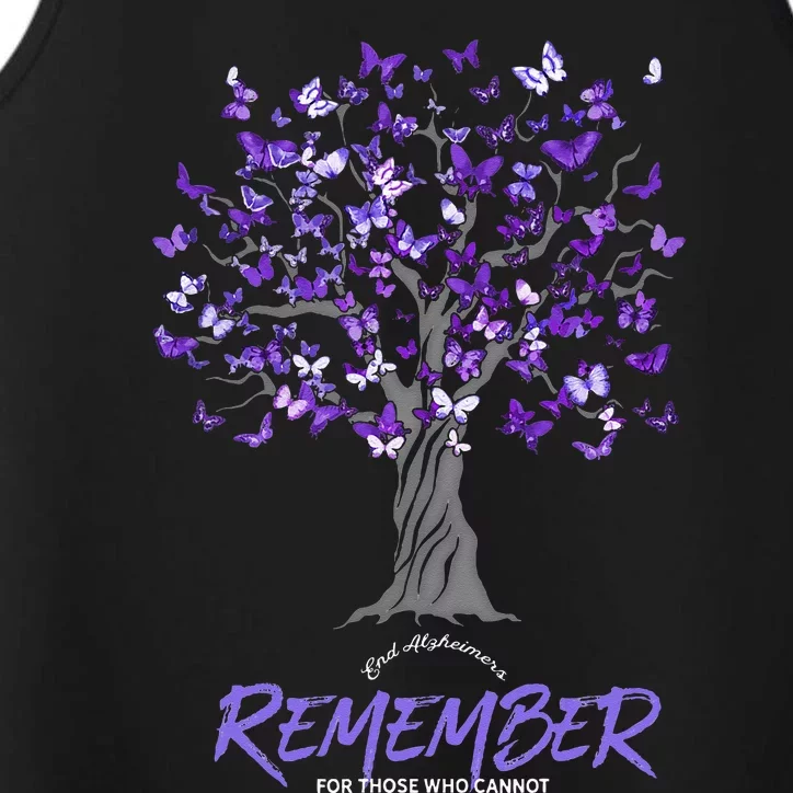 Alzheimer Awareness Tee For Men And Women Purple Butterfly Performance Tank