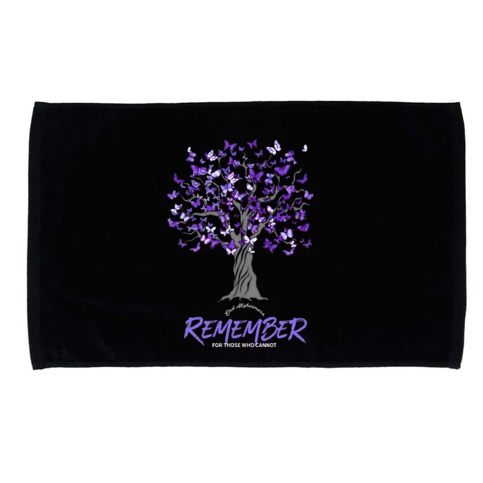 Alzheimer Awareness Tee For Men And Women Purple Butterfly Microfiber Hand Towel