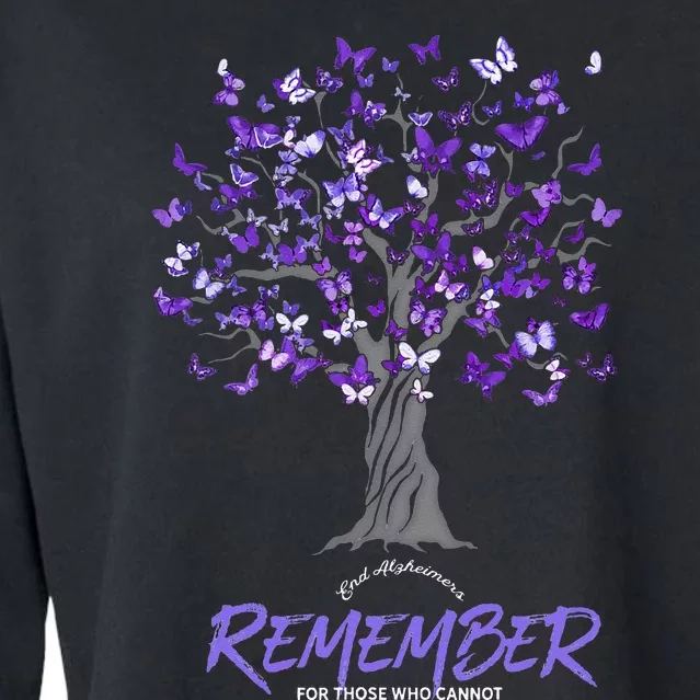 Alzheimer Awareness Tee For Men And Women Purple Butterfly Cropped Pullover Crew