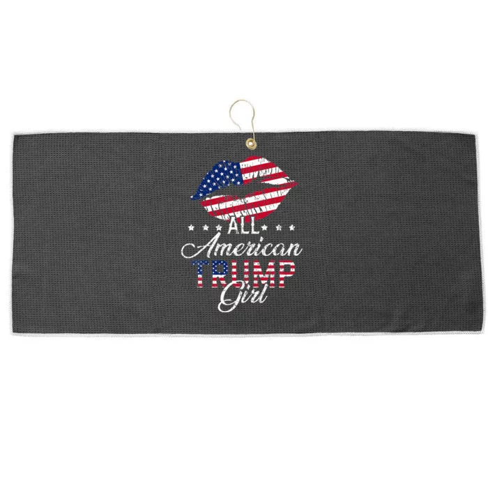 all american trump usa flag lips gop vote 2024 Large Microfiber Waffle Golf Towel