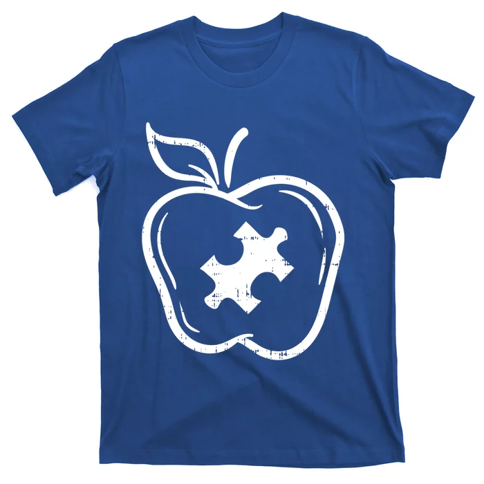 Autism Awareness Teacher Gift Apple Puzzle Autistic Gift T-Shirt