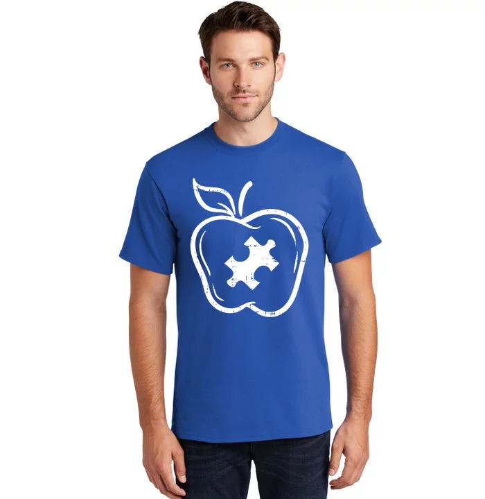 Autism Awareness Teacher Gift Apple Puzzle Autistic Gift Tall T-Shirt