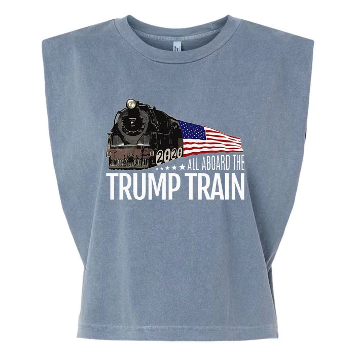 All Aboard The Trump Train 2020 American Flag Reelect 45 Garment-Dyed Women's Muscle Tee