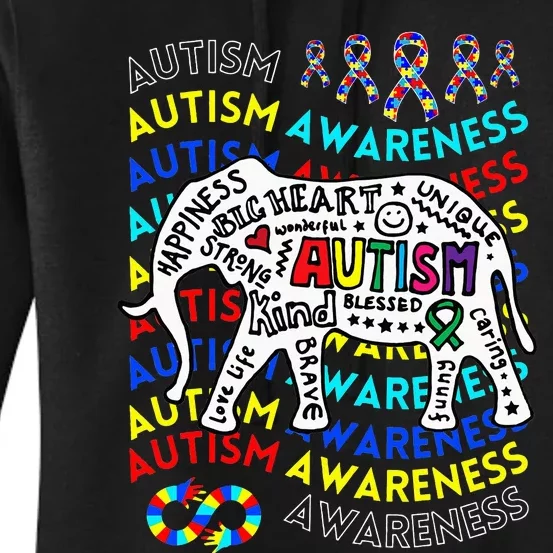 Autism Awareness Teacher Autism Moms and Dads Elephant Women's Pullover Hoodie