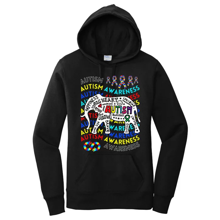 Autism Awareness Teacher Autism Moms and Dads Elephant Women's Pullover Hoodie