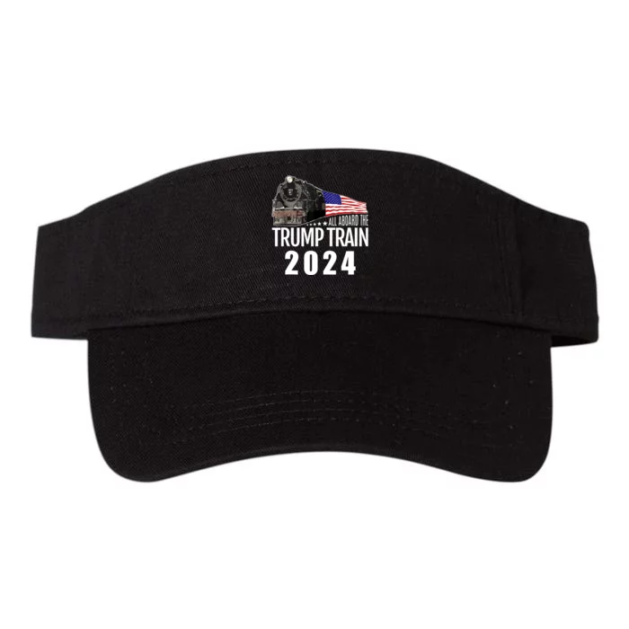 All Aboard The Trump Train 2024 American Flag Valucap Bio-Washed Visor