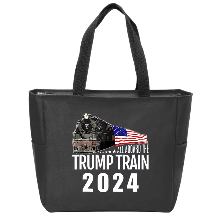 All Aboard The Trump Train 2024 American Flag Zip Tote Bag