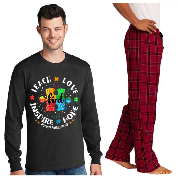 Autism Awareness Teacher Teach Hope Love Inspire Long Sleeve Pajama Set