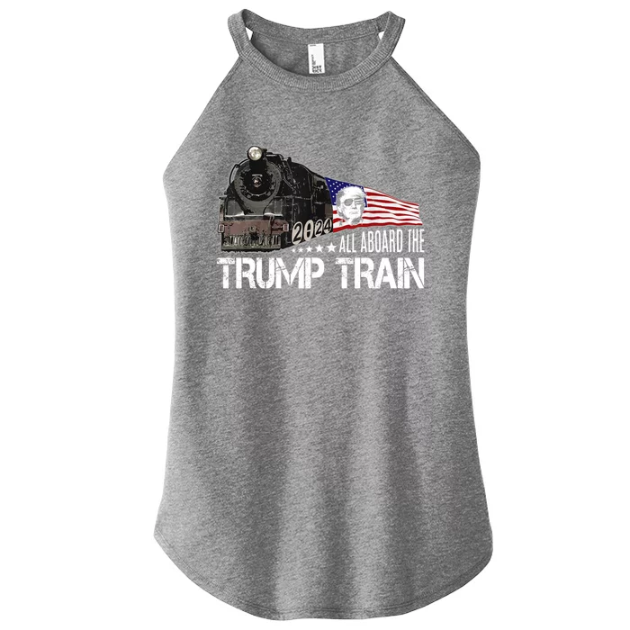 All Aboard The Trump Train American Flag Trump 2024 Election Great Gift Women’s Perfect Tri Rocker Tank