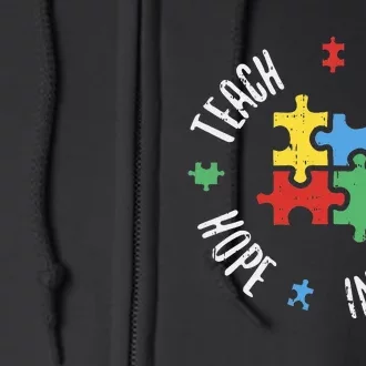 Autism Awareness Teach Love Hope Inspire Special Ed Teacher Full Zip Hoodie