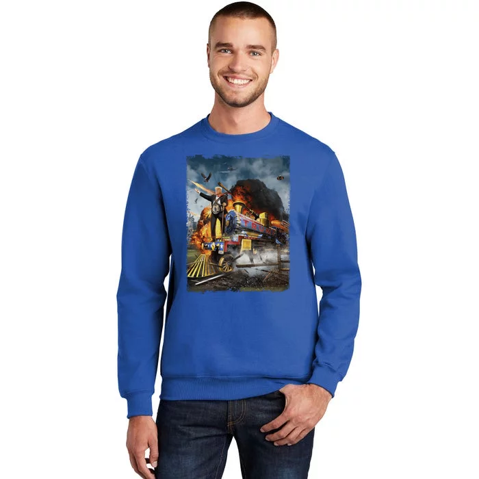 All Aboard The Trump Train Funny Donald Trump 2024 Election Gift Sweatshirt