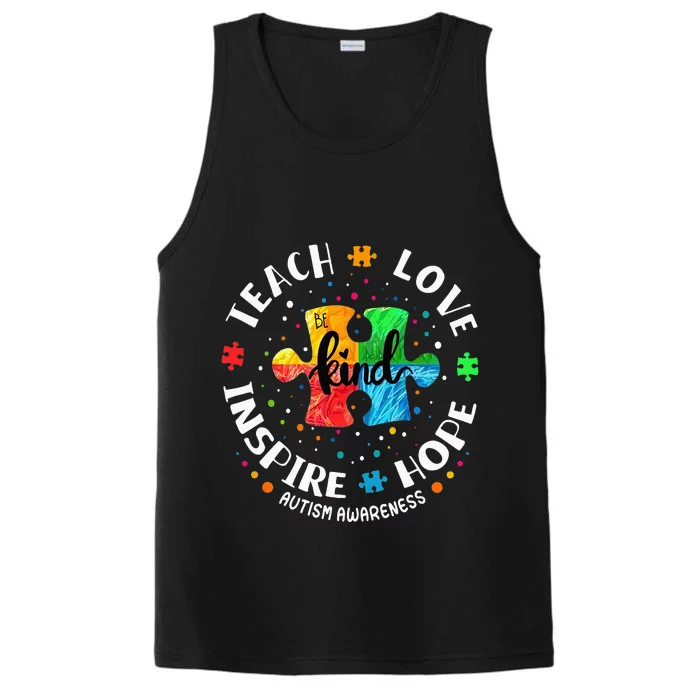 Autism Awareness Teach Hope Love Inspire Performance Tank