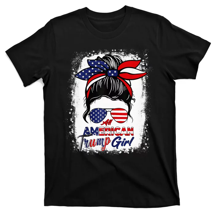 All American Trump Girl Messy Bun Pro Trump 2024 T-Shirt