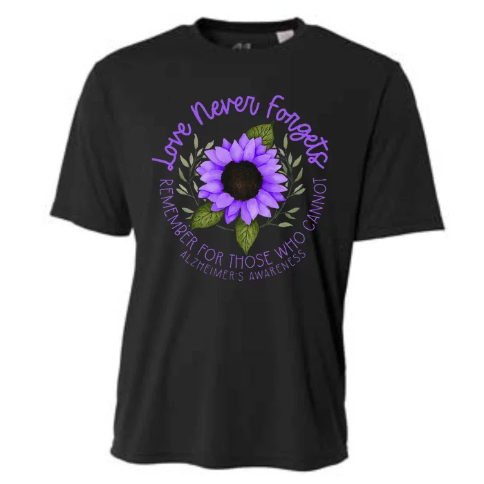 Alzheimer Awareness Tee For Men And Women Purple Sunflower Cooling Performance Crew T-Shirt