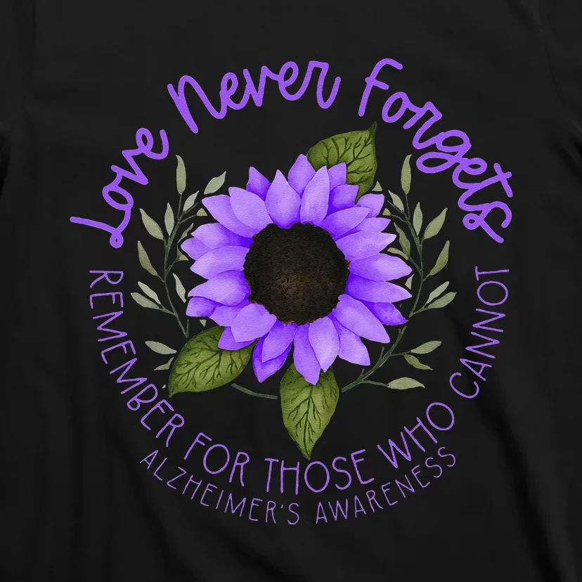 Alzheimer Awareness Tee For Men And Women Purple Sunflower T-Shirt