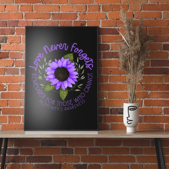 Alzheimer Awareness Tee For Men And Women Purple Sunflower Poster