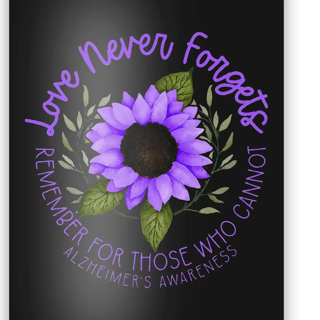 Alzheimer Awareness Tee For Men And Women Purple Sunflower Poster