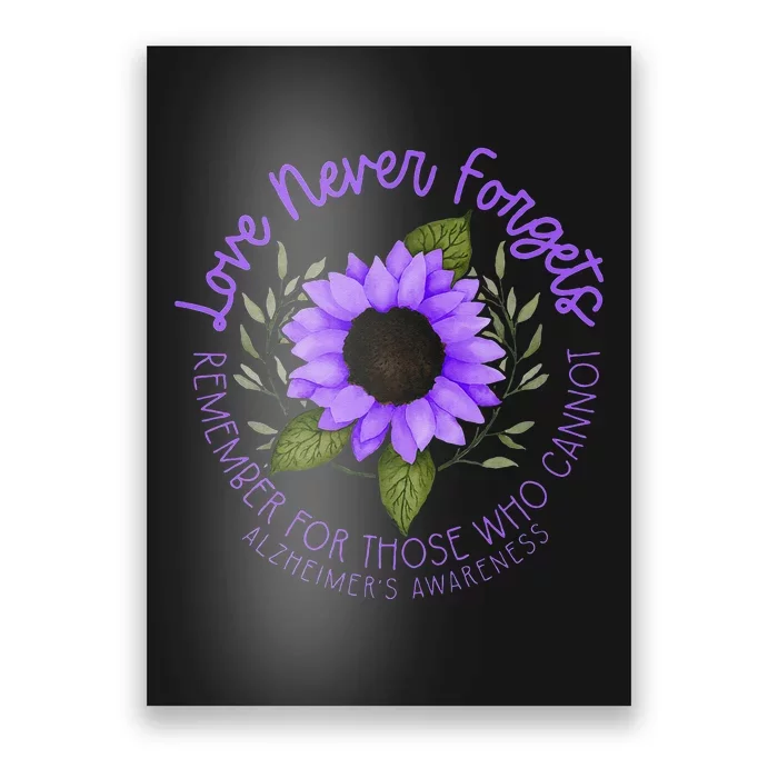 Alzheimer Awareness Tee For Men And Women Purple Sunflower Poster