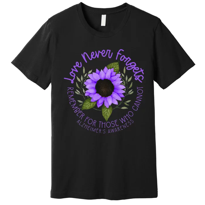 Alzheimer Awareness Tee For Men And Women Purple Sunflower Premium T-Shirt