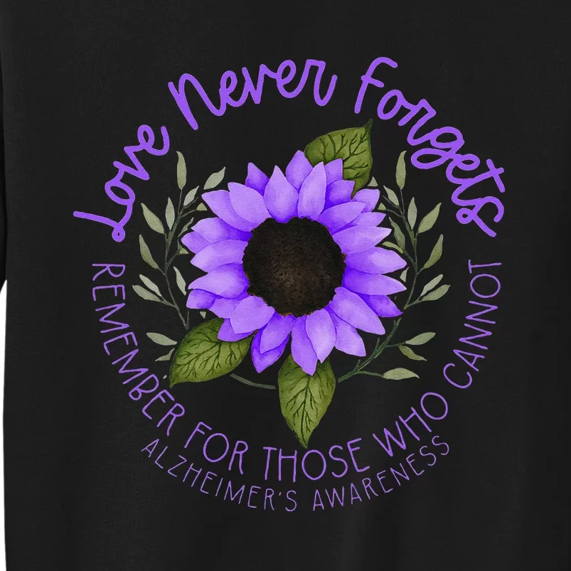 Alzheimer Awareness Tee For Men And Women Purple Sunflower Tall Sweatshirt