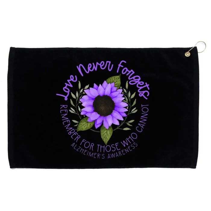 Alzheimer Awareness Tee For Men And Women Purple Sunflower Grommeted Golf Towel